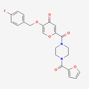 molecular formula C22H19FN2O6 B2355205 5-((4-氟苄基)氧基)-2-(4-(呋喃-2-羰基)哌嗪-1-羰基)-4H-吡喃-4-酮 CAS No. 1021134-67-7