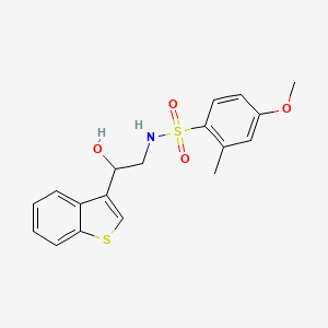 molecular formula C18H19NO4S2 B2355207 N-(2-(benzo[b]thiophen-3-yl)-2-hydroxyethyl)-4-methoxy-2-methylbenzenesulfonamide CAS No. 2034602-86-1