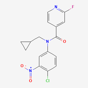 molecular formula C16H13ClFN3O3 B2355209 N-(4-chloro-3-nitrophenyl)-N-(cyclopropylmethyl)-2-fluoropyridine-4-carboxamide CAS No. 1389999-90-9