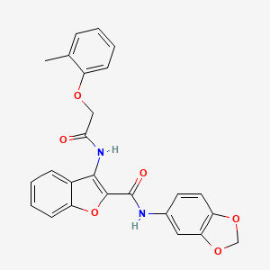 molecular formula C25H20N2O6 B2355213 N-(benzo[d][1,3]dioxol-5-yl)-3-(2-(o-tolyloxy)acetamido)benzofuran-2-carboxamide CAS No. 888462-56-4