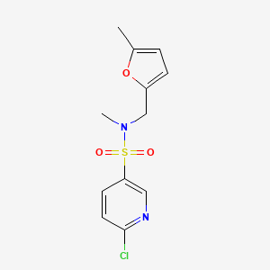 molecular formula C12H13ClN2O3S B2355214 6-chloro-N-methyl-N-[(5-methylfuran-2-yl)methyl]pyridine-3-sulfonamide CAS No. 1004034-91-6