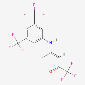 molecular formula C13H8F9NO B2355217 4-[3,5-Bis(trifluoromethyl)anilino]-1,1,1-trifluoro-3-penten-2-one CAS No. 338415-95-5