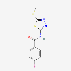 molecular formula C10H8FN3OS2 B2355225 4-fluoro-N-[5-(methylsulfanyl)-1,3,4-thiadiazol-2-yl]benzamide CAS No. 393566-93-3