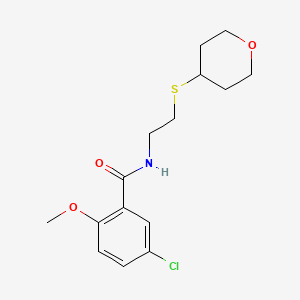 molecular formula C15H20ClNO3S B2355231 5-chloro-2-methoxy-N-(2-((tetrahydro-2H-pyran-4-yl)thio)ethyl)benzamide CAS No. 1903542-51-7