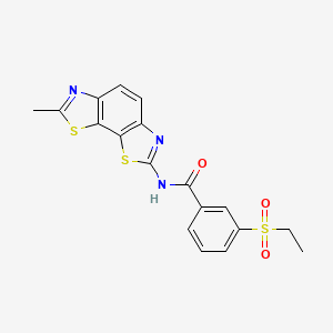molecular formula C18H15N3O3S3 B2355238 3-(ethylsulfonyl)-N-(7-methylbenzo[1,2-d:4,3-d']bis(thiazole)-2-yl)benzamide CAS No. 886917-23-3