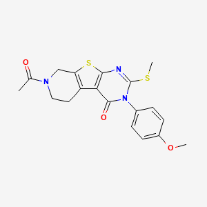 molecular formula C19H19N3O3S2 B2355256 7-乙酰基-3-(4-甲氧基苯基)-2-(甲硫基)-5,6,7,8-四氢吡啶并[4',3':4,5]噻吩并[2,3-d]嘧啶-4(3H)-酮 CAS No. 892301-26-7