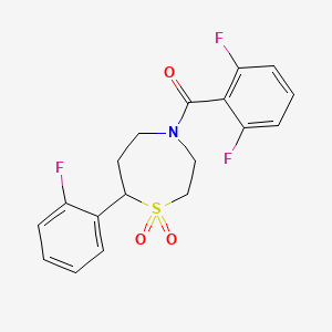 molecular formula C18H16F3NO3S B2355262 (2,6-二氟苯基)(7-(2-氟苯基)-1,1-二氧化-1,4-噻氮杂环-4-基)甲酮 CAS No. 2034336-43-9