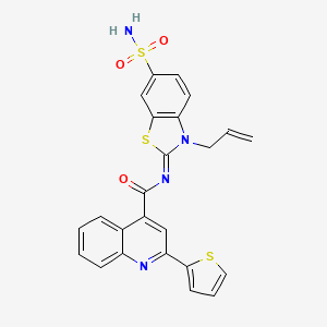 N-(3-prop-2-enyl-6-sulfamoyl-1,3-benzothiazol-2-ylidene)-2-thiophen-2-ylquinoline-4-carboxamide