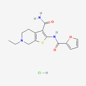molecular formula C15H18ClN3O3S B2355272 6-Ethyl-2-(furan-2-carboxamido)-4,5,6,7-tetrahydrothieno[2,3-c]pyridine-3-carboxamide hydrochloride CAS No. 1216875-47-6