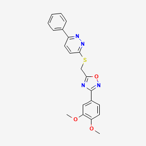 molecular formula C21H18N4O3S B2355279 3-({[3-(3,4-Dimethoxyphenyl)-1,2,4-oxadiazol-5-yl]methyl}thio)-6-phenylpyridazine CAS No. 1111290-52-8