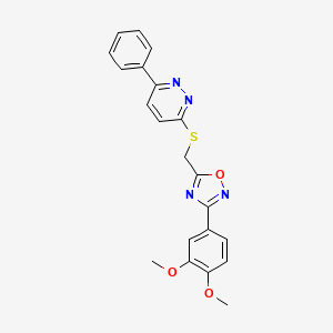 molecular formula C21H18N4O3S B2355279 3-({[3-(3,4-二甲氧基苯基)-1,2,4-恶二唑-5-基]甲硫基)-6-苯基吡啶嗪 CAS No. 1111290-52-8