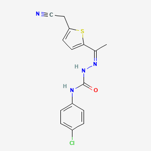 molecular formula C15H13ClN4OS B2355280 1-(4-chlorophenyl)-3-[(Z)-1-[5-(cyanomethyl)thiophen-2-yl]ethylideneamino]urea CAS No. 866142-46-3