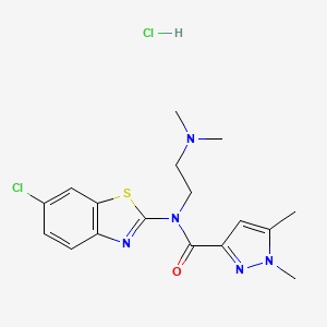 molecular formula C17H21Cl2N5OS B2355282 N-(6-氯苯并[d]噻唑-2-基)-N-(2-(二甲氨基)乙基)-1,5-二甲基-1H-吡唑-3-甲酰胺盐酸盐 CAS No. 1185143-58-1