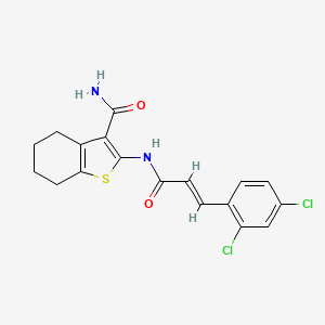 molecular formula C18H16Cl2N2O2S B2355284 (E)-2-(3-(2,4-dichlorophenyl)acrylamido)-4,5,6,7-tetrahydrobenzo[b]thiophene-3-carboxamide CAS No. 324563-48-6