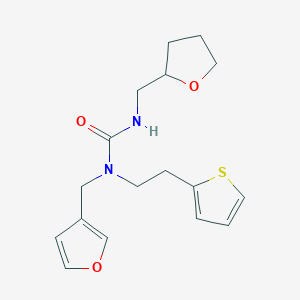 molecular formula C17H22N2O3S B2355291 1-(Furan-3-ylmethyl)-3-((tetrahydrofuran-2-yl)methyl)-1-(2-(thiophen-2-yl)ethyl)urea CAS No. 2034538-53-7