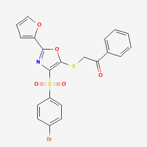 2-((4-((4-Bromophenyl)sulfonyl)-2-(furan-2-yl)oxazol-5-yl)thio)-1-phenylethanone