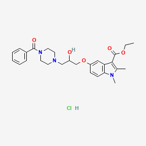 molecular formula C27H34ClN3O5 B2355299 ethyl 5-(3-(4-benzoylpiperazin-1-yl)-2-hydroxypropoxy)-1,2-dimethyl-1H-indole-3-carboxylate hydrochloride CAS No. 1185065-85-3