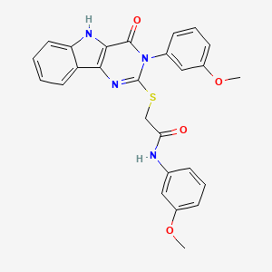 molecular formula C26H22N4O4S B2355308 N-(3-methoxyphenyl)-2-((3-(3-methoxyphenyl)-4-oxo-4,5-dihydro-3H-pyrimido[5,4-b]indol-2-yl)thio)acetamide CAS No. 536706-77-1
