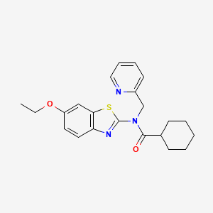 molecular formula C22H25N3O2S B2355309 N-(6-ethoxybenzo[d]thiazol-2-yl)-N-(pyridin-2-ylmethyl)cyclohexanecarboxamide CAS No. 899735-78-5