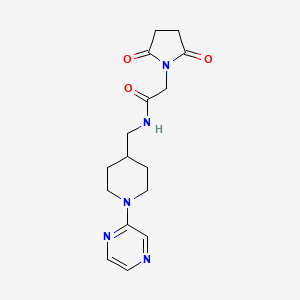 molecular formula C16H21N5O3 B2355311 2-(2,5-dioxopyrrolidin-1-yl)-N-((1-(pyrazin-2-yl)piperidin-4-yl)methyl)acetamide CAS No. 1396813-99-2