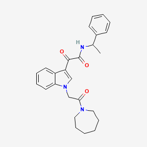 molecular formula C26H29N3O3 B2355326 2-(1-(2-(氮杂环丁烷-1-基)-2-氧代乙基)-1H-吲哚-3-基)-2-氧代-N-(1-苯乙基)乙酰胺 CAS No. 894001-87-7