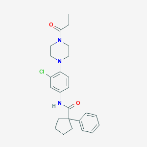 molecular formula C25H30ClN3O2 B235533 N-[3-chloro-4-(4-propanoylpiperazin-1-yl)phenyl]-1-phenylcyclopentanecarboxamide 