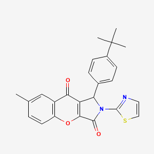 molecular formula C25H22N2O3S B2355335 1-(4-(Tert-butyl)phenyl)-7-methyl-2-(thiazol-2-yl)-1,2-dihydrochromeno[2,3-c]pyrrole-3,9-dione CAS No. 632315-94-7