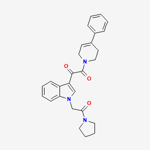 molecular formula C27H27N3O3 B2355348 1-(1-(2-oxo-2-(pyrrolidin-1-yl)ethyl)-1H-indol-3-yl)-2-(4-phenyl-5,6-dihydropyridin-1(2H)-yl)ethane-1,2-dione CAS No. 893993-21-0