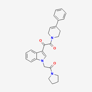 molecular formula C27H27N3O3 B2355348 1-(1-(2-氧代-2-(吡咯烷-1-基)乙基)-1H-吲哚-3-基)-2-(4-苯基-5,6-二氢吡啶-1(2H)-基)乙烷-1,2-二酮 CAS No. 893993-21-0