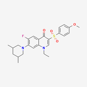molecular formula C25H29FN2O4S B2355351 7-(3,5-dimethylpiperidin-1-yl)-1-ethyl-6-fluoro-3-((4-methoxyphenyl)sulfonyl)quinolin-4(1H)-one CAS No. 892772-85-9