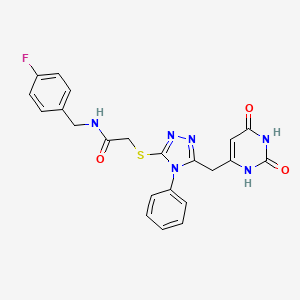 2-[[5-[(2,4-dioxo-1H-pyrimidin-6-yl)methyl]-4-phenyl-1,2,4-triazol-3-yl]sulfanyl]-N-[(4-fluorophenyl)methyl]acetamide