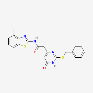 molecular formula C21H18N4O2S2 B2355367 2-(2-(benzylthio)-6-oxo-1,6-dihydropyrimidin-4-yl)-N-(4-methylbenzo[d]thiazol-2-yl)acetamide CAS No. 1105235-81-1