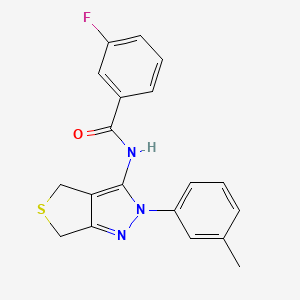 3-fluoro-N-[2-(3-methylphenyl)-4,6-dihydrothieno[3,4-c]pyrazol-3-yl]benzamide