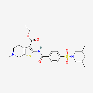 molecular formula C25H33N3O5S2 B2355377 Ethyl 2-(4-((3,5-dimethylpiperidin-1-yl)sulfonyl)benzamido)-6-methyl-4,5,6,7-tetrahydrothieno[2,3-c]pyridine-3-carboxylate CAS No. 449766-98-7