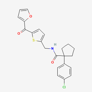 molecular formula C22H20ClNO3S B2355383 1-(4-chlorophenyl)-N-((5-(furan-2-carbonyl)thiophen-2-yl)methyl)cyclopentanecarboxamide CAS No. 1797599-98-4