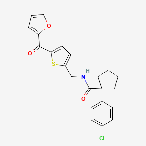 molecular formula C22H20ClNO3S B2355383 1-(4-氯苯基)-N-((5-(呋喃-2-羰基)噻吩-2-基)甲基)环戊烷甲酰胺 CAS No. 1797599-98-4