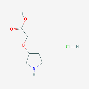 molecular formula C6H12ClNO3 B2355387 2-吡咯烷-3-氧基乙酸；盐酸盐 CAS No. 2580222-10-0