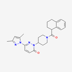 molecular formula C25H29N5O2 B2355396 6-(3,5-Dimethylpyrazol-1-yl)-2-[1-(1,2,3,4-tetrahydronaphthalene-1-carbonyl)piperidin-4-yl]pyridazin-3-one CAS No. 2380057-54-3