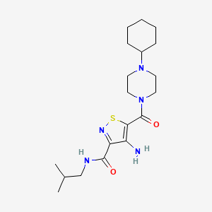 molecular formula C19H31N5O2S B2355400 4-amino-5-[(4-cyclohexylpiperazin-1-yl)carbonyl]-N-isobutylisothiazole-3-carboxamide CAS No. 1326839-67-1