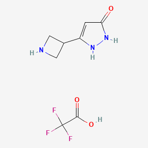 molecular formula C8H10F3N3O3 B2355409 5-(Azetidin-3-yl)-1,2-dihydropyrazol-3-one;2,2,2-trifluoroacetic acid CAS No. 2344680-88-0