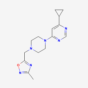 molecular formula C15H20N6O B2355411 4-Cyclopropyl-6-{4-[(3-methyl-1,2,4-oxadiazol-5-yl)methyl]piperazin-1-yl}pyrimidine CAS No. 2380177-17-1