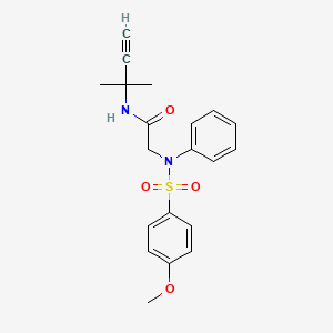 molecular formula C20H22N2O4S B2355415 N-(1,1-dimethyl-2-propynyl)-2-{[(4-methoxyphenyl)sulfonyl]anilino}acetamide CAS No. 339013-35-3