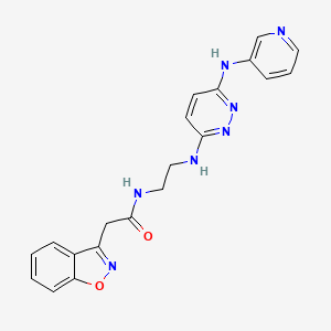 molecular formula C20H19N7O2 B2355425 2-(苯并[d]异噁唑-3-基)-N-(2-((6-(吡啶-3-基氨基)吡啶并[3,4-d]嘧啶-3-基)氨基)乙基)乙酰胺 CAS No. 1226429-29-3