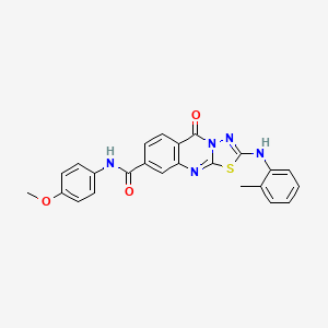 molecular formula C24H19N5O3S B2355427 N-(4-甲氧基苯基)-2-[(2-甲基苯基)氨基]-5-氧代-5H-[1,3,4]噻二唑并[2,3-b]喹唑啉-8-甲酰胺 CAS No. 894246-94-7