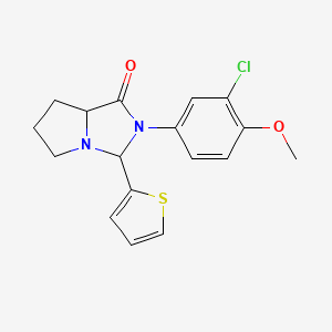 2-(3-chloro-4-methoxyphenyl)-3-(thiophen-2-yl)hexahydro-1H-pyrrolo[1,2-c]imidazol-1-one