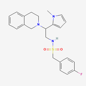 molecular formula C23H26FN3O2S B2355463 N-(2-(3,4-dihydroisoquinolin-2(1H)-yl)-2-(1-methyl-1H-pyrrol-2-yl)ethyl)-1-(4-fluorophenyl)methanesulfonamide CAS No. 1049470-22-5