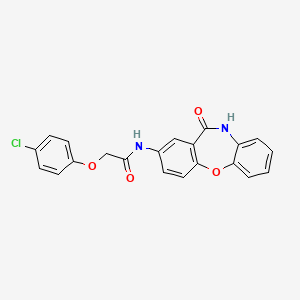 molecular formula C21H15ClN2O4 B2355465 2-(4-chlorophenoxy)-N-(11-oxo-10,11-dihydrodibenzo[b,f][1,4]oxazepin-2-yl)acetamide CAS No. 922029-91-2