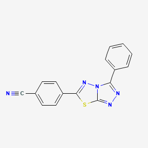 molecular formula C16H9N5S B2355478 4-(3-Phenyl-[1,2,4]triazolo[3,4-b][1,3,4]thiadiazol-6-yl)benzonitrile CAS No. 847758-82-1