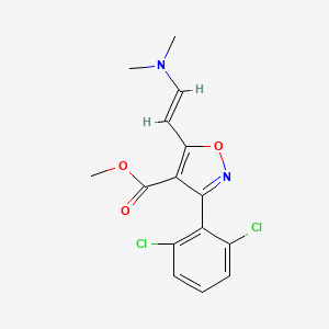 molecular formula C15H14Cl2N2O3 B2355481 3-(2,6-二氯苯基)-5-[(E)-2-(二甲氨基)乙烯基]-1,2-噁唑-4-羧酸甲酯 CAS No. 1610688-76-0