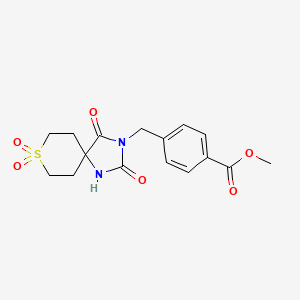 molecular formula C16H18N2O6S B2355512 Methyl 4-[(2,4,8,8-tetraoxo-8lambda6-thia-1,3-diazaspiro[4.5]decan-3-yl)methyl]benzoate CAS No. 2380181-80-4